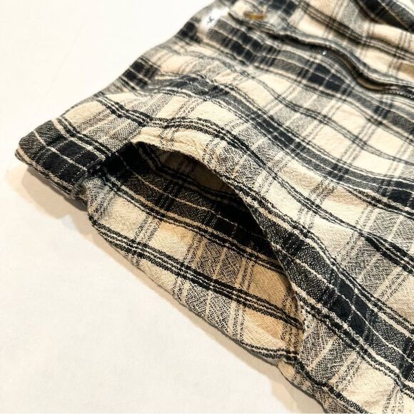 Hollister Ultra High Rise Pants Tan Brown Plaid Cropped Wide Leg Size M - Picture 4 of 13
